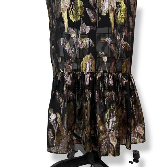 New w/ Tags WE ARE KINDRED silk metallic floral dress HARLOW FLOUNCE gown. - Picture 9 of 17